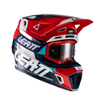 Leatt Adults 2022 7.5 V22 Helmet With Goggles - Red / Blue 